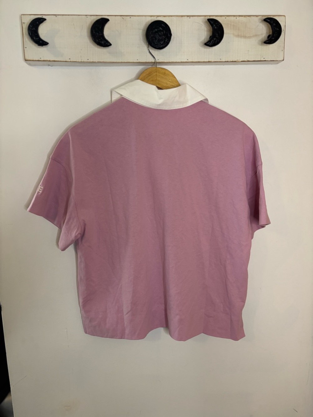Everlane The Retro Jersey Polo Boxy Top Lilac with White Collar NWT - Picture 8 of 8